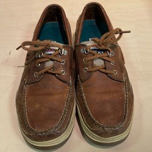 Men’s Sebago Clovehitch Walnut/Taupe Boat Shoe Size 9M